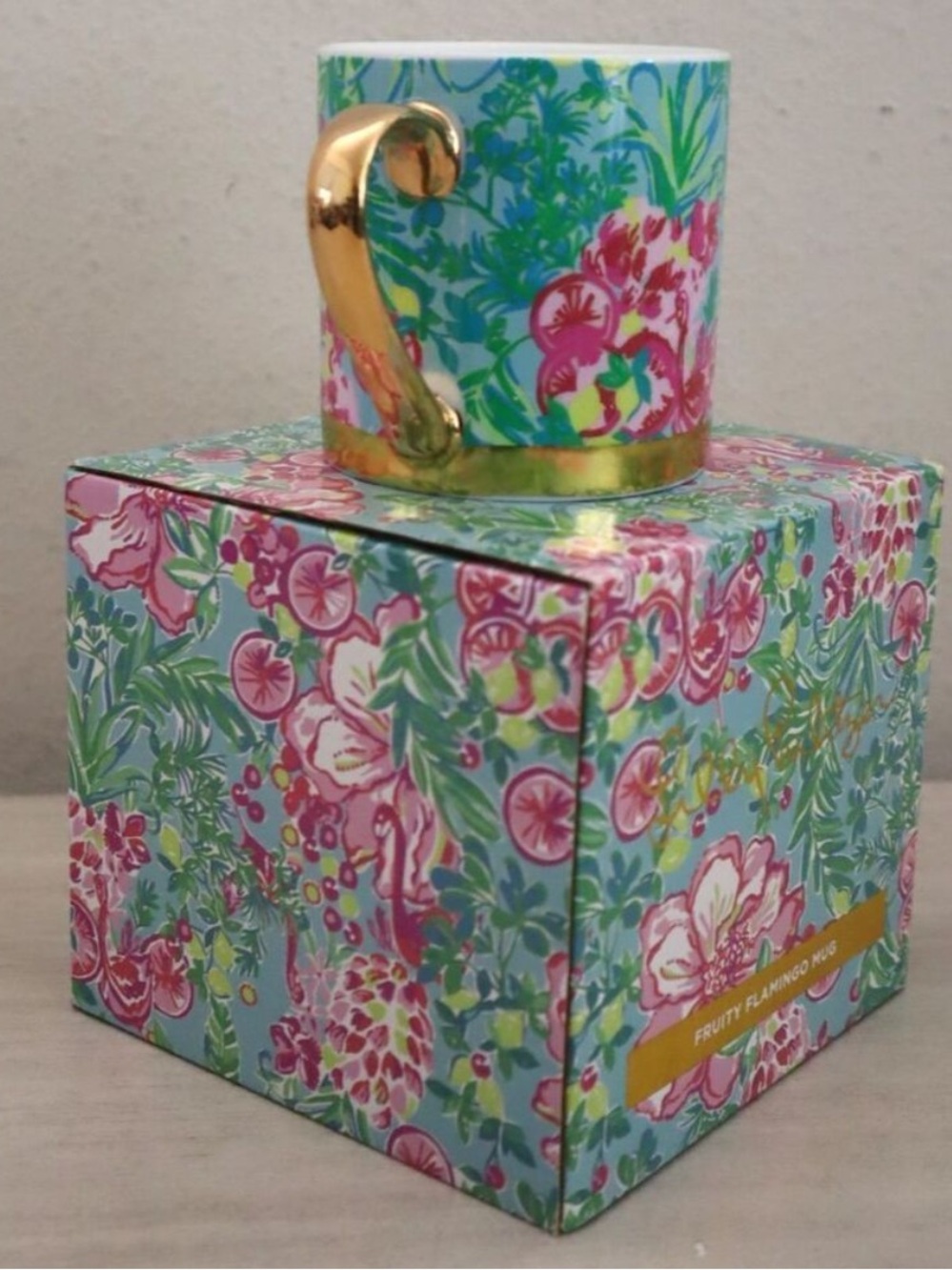 NIB Lilly Pulitzer Fruity Flamingo Ceramic Mug